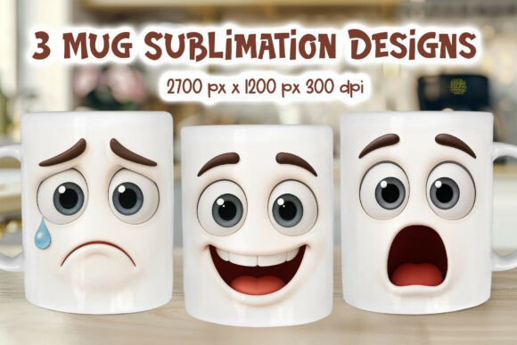 Download Funny Face Emotions Mug Wrap PNG - Mug Collection