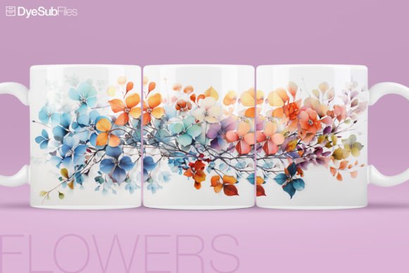 Download Watercolor Flower Coffee Mug Wrap Art - Premium Resources